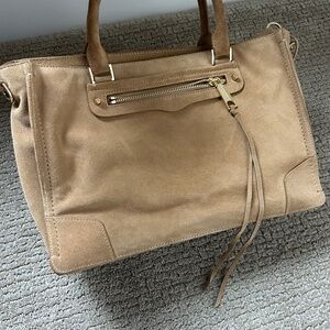 Rebecca Minkoff Regan Satchel Suede Leather Tan / Beige Crossbody EUC